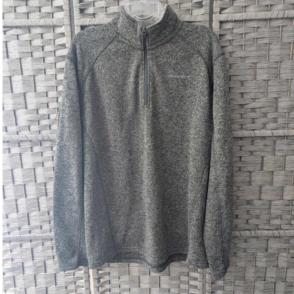 Eddie Bauer Pullover Sweater Gray Marl Quarter Zip Sz XL Gorpcore Minimalist